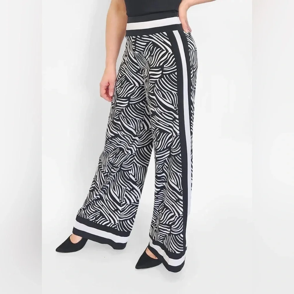 MICHAEL KORS ZEBRA PRINT WIDE LEG PANTS